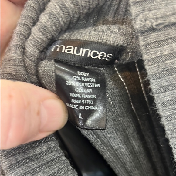 Maurices Gray Cowl Neck Sweater with Ribbed Texture - Picture 2 of 3